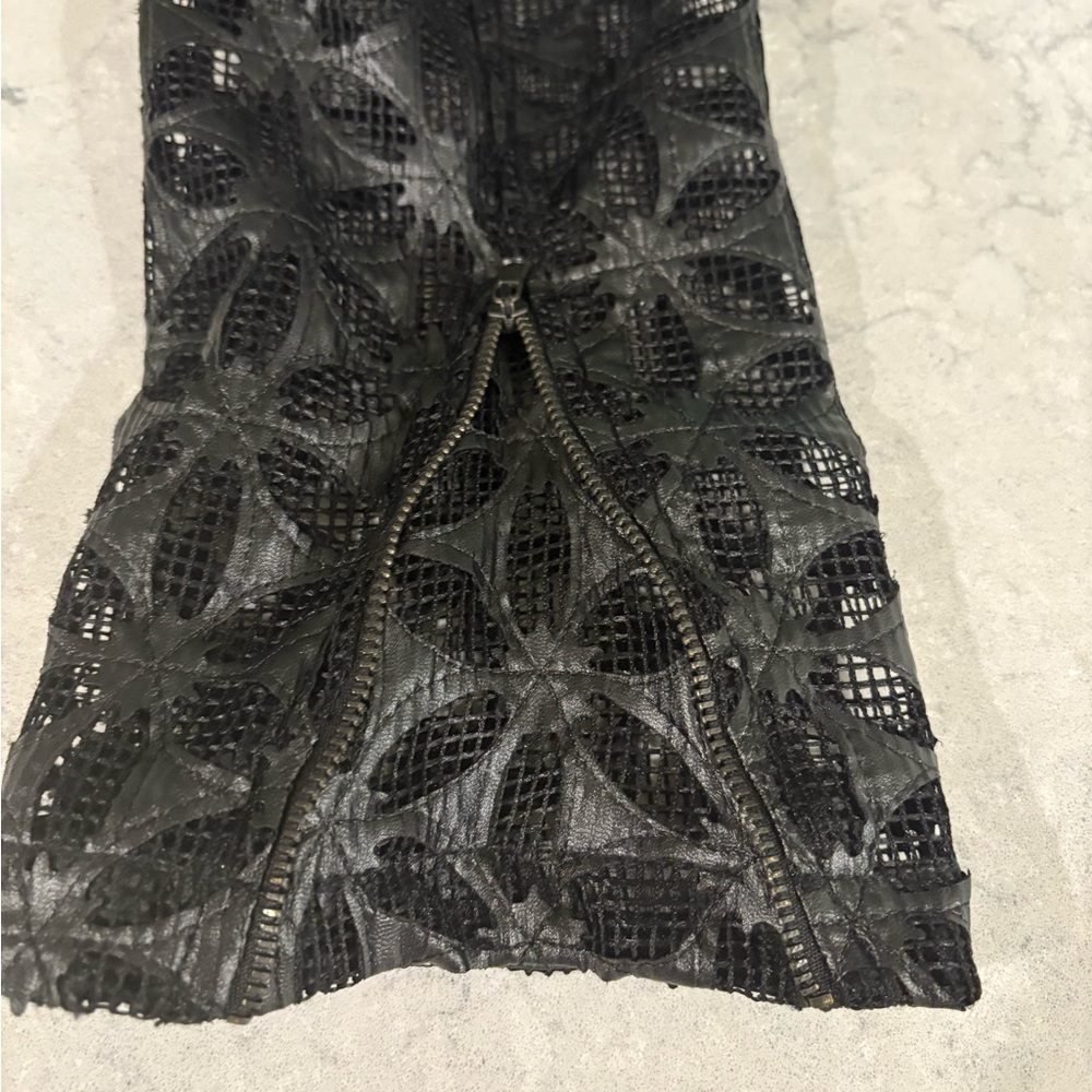 Save The Queen Geometric Print Leather Mesh Jacket - Picture 10 of 10